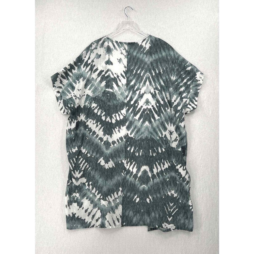 BRYN WALKER Ezra Printed Kimono Duster XL White Blue Lightweight Lagenlook Layer - Picture 4 of 15